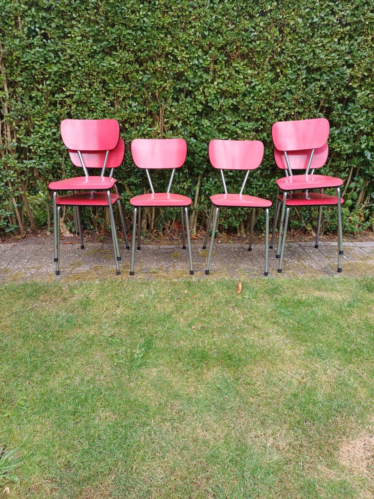 6 vintage Brabantia formica stoelen rood, Ophalen, Huis en Inrichting