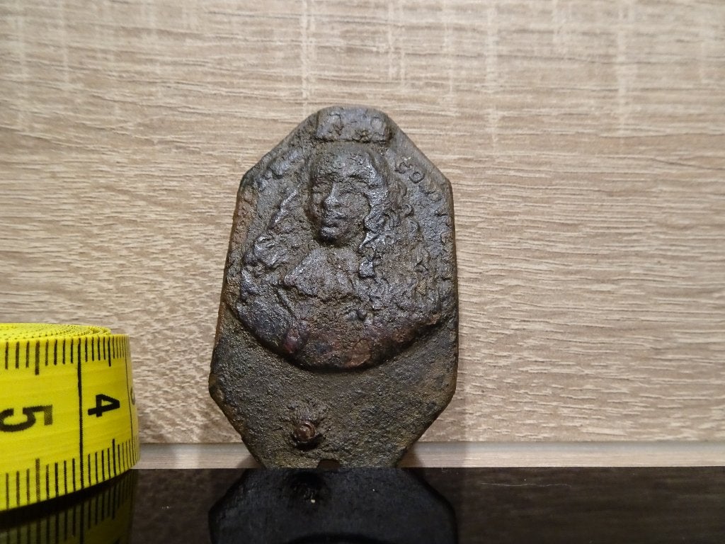 Antiek bronzen dekseltje van tabaksdoosje 17e eeuw, Ophalen of Verzenden