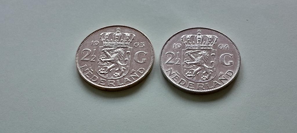 Prachtige rijksdaalder 1963+1964 Verzamelaarskwaliteit, Koningin Juliana, Setje, Zilver, Ophalen of Verzenden