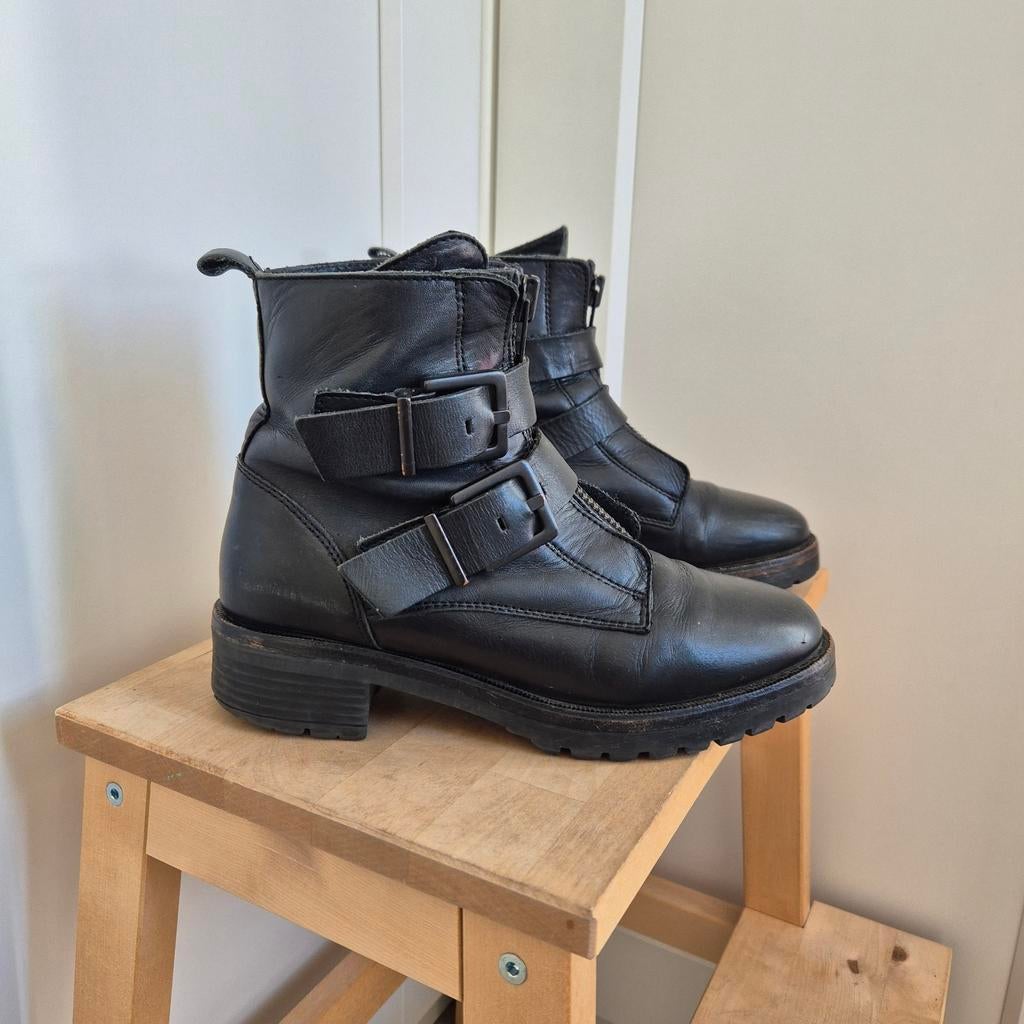 Sacha zwarte leren biker boots maat 38, Kleding | Dames, Schoenen, Zwart, Lage of Enkellaarzen, Ophalen of Verzenden, Sacha
