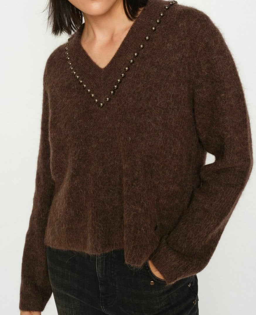 Mos Mosh trui zora V hals XL bruin, Kleding | Dames, Verzenden, Nieuw, Maat 46/48 (XL) of groter, Bruin