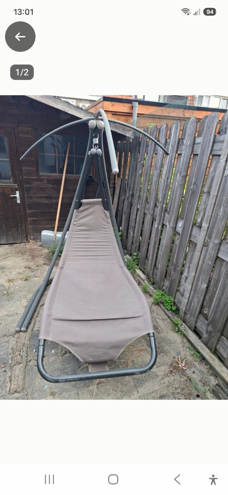 Comfortabele schommelstoel met zonnedoek, Tuin en Terras, Hangmatten, Gebruikt, Ophalen of Verzenden, Met standaard, Eenpersoons