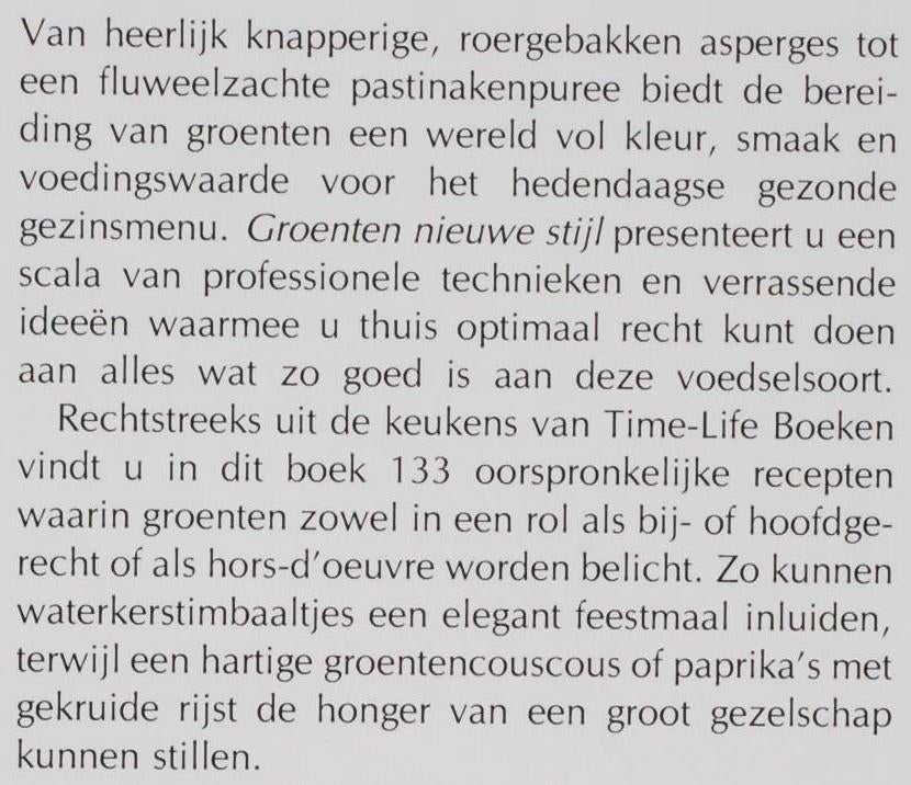 Groenten nieuwe stijl - Time-Life (1986), Boeken, Verzenden, Zo goed als nieuw, Gezond koken