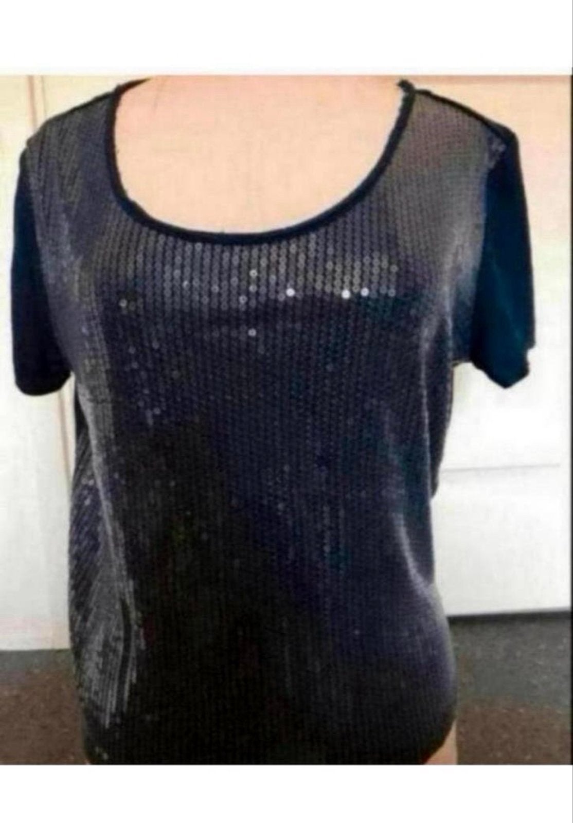 Donkerblauwe H&M Top met Pailletten - Maat M, Kleding | Dames, Tops, Maat 38/40 (M), Blauw, Ophalen of Verzenden, Korte mouw