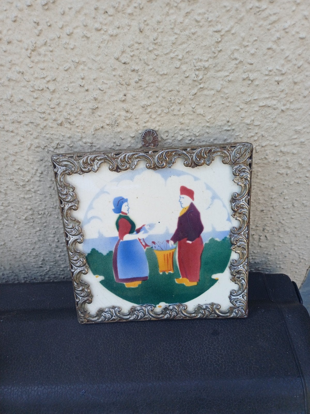 art.deco stijl keramiek tegel van bouffioulx, Antiek en Kunst, Antiek | Wandborden en Tegels, Ophalen of Verzenden