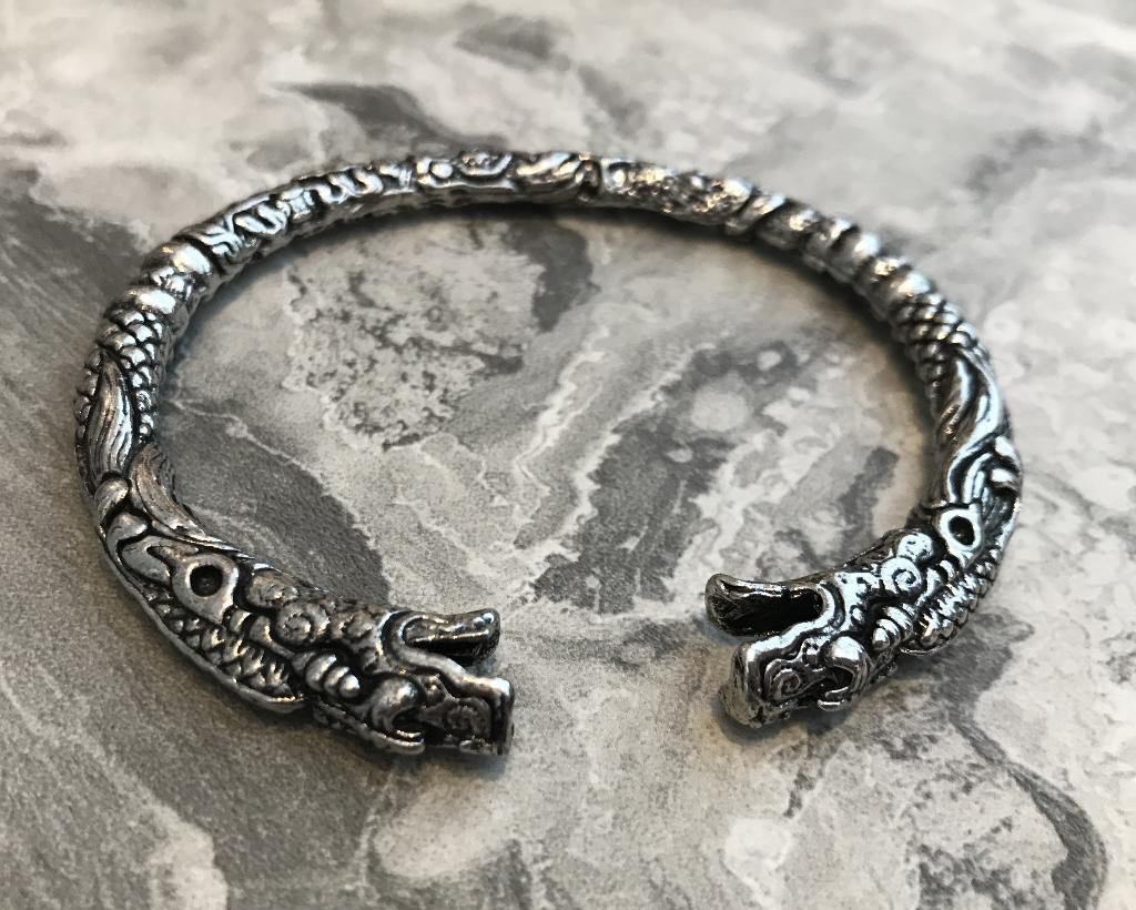 Armband Tibet zilver handgemaakt 'Draak' Flexibel -NIEUW-, Ophalen of Verzenden, Nieuw, Zilver, Zilver