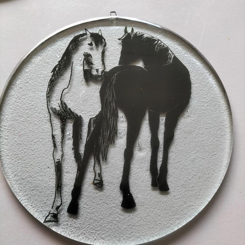Glazen raamhanger met paardenmotief, Ophalen of Verzenden, Gebruikt, Meerkleurig, Glas