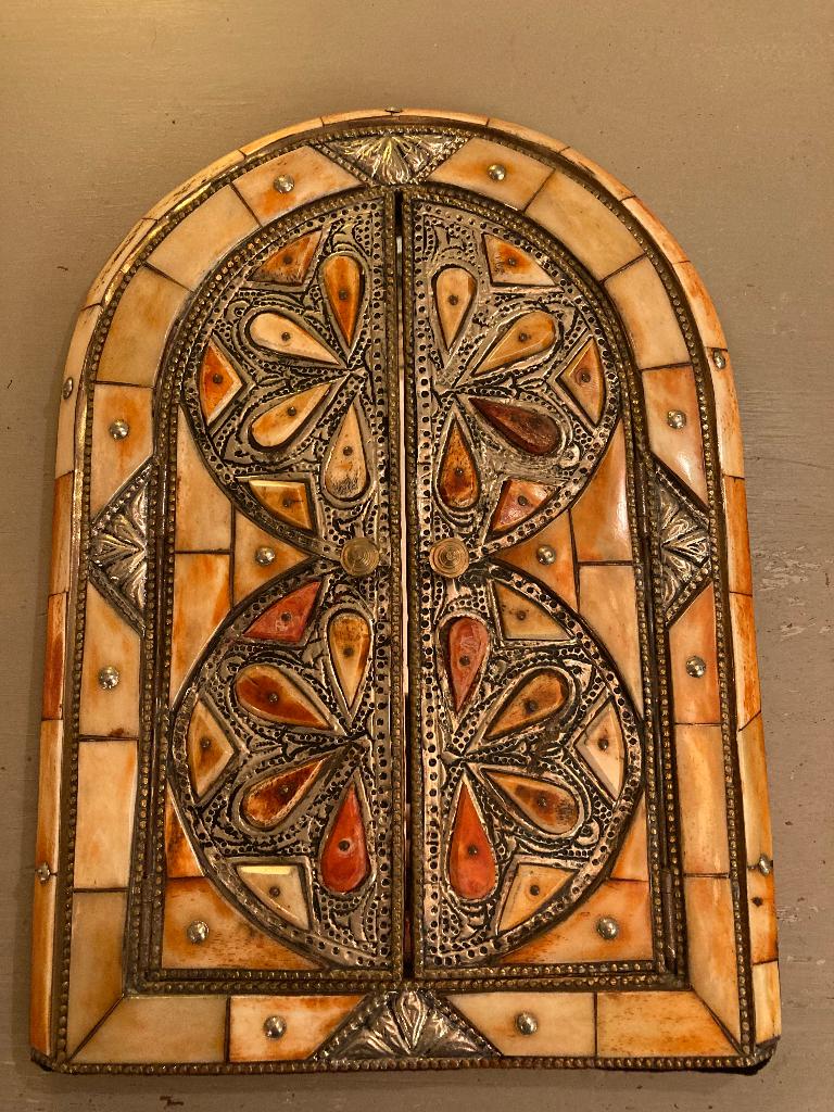 Vintage Marokkaanse sprookjes ingelegd boho spiegel deurtjes, Huis en Inrichting, Woonaccessoires | Spiegels, Minder dan 50 cm