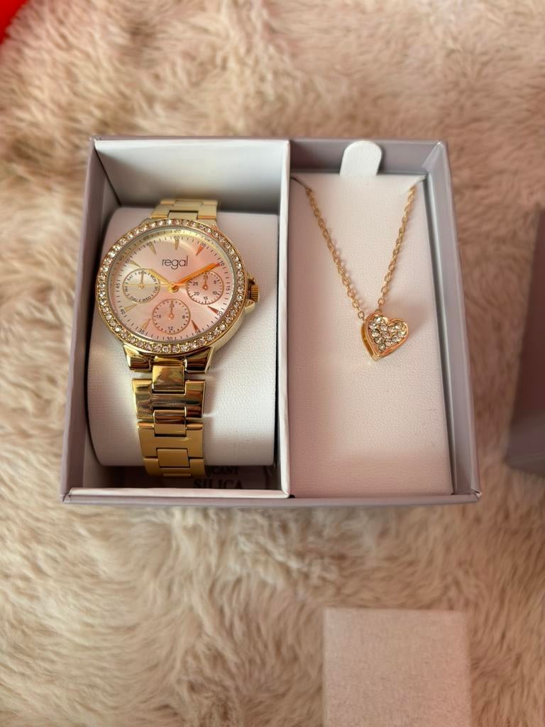 Lucardi regal horloge ketting giftset, Ophalen of Verzenden, Zo goed als nieuw, Staal, Overige merken