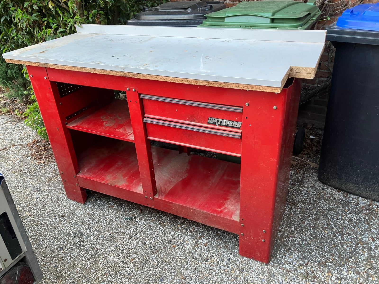 Robuuste Werkbank met Lades en Opbergruimte, Doe-het-zelf en Verbouw, Werkbanken, Ophalen, Gebruikt, 120 tot 170 cm