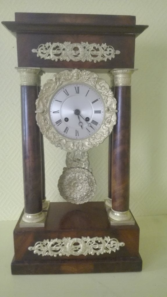 antiek Cuba mahonie portico pendule, Ophalen