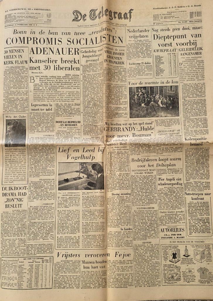 Oude Telegraaf 25 februari 1956, Ophalen, 1940 tot 1960, Krant