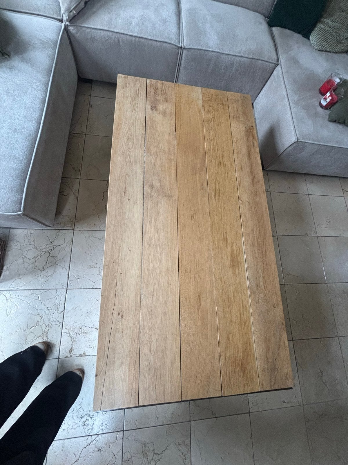 Massief Eiken Houten Salontafel - 170x88x48 cm, Ophalen, Gebruikt, Eikenhout, 50 tot 100 cm