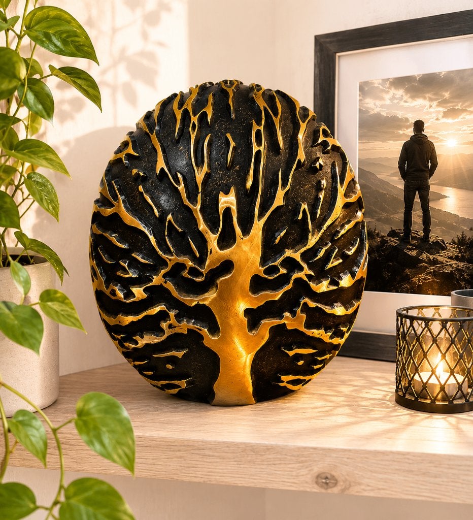 Grote BRONZEN URN / grafdecoratie / LEVENSBOOM