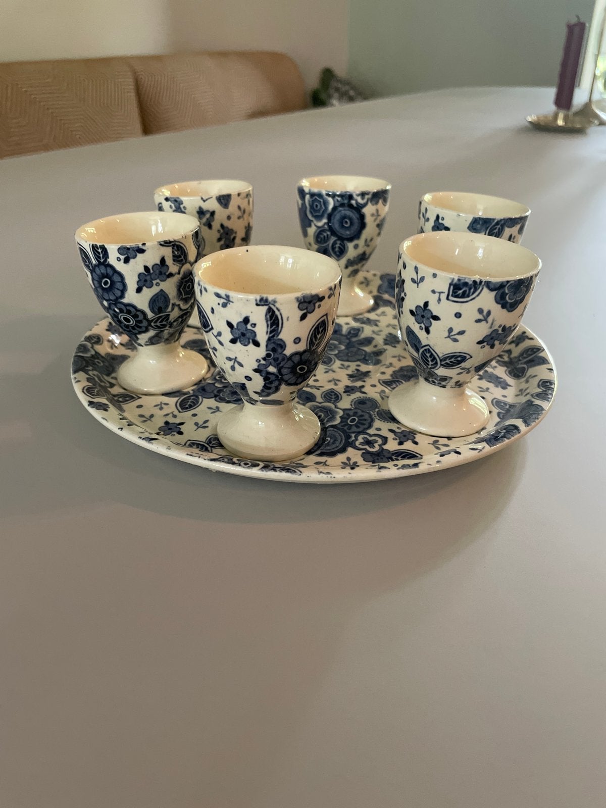 Vintage Beatrix eierdopjes set met schaal - Societe Ceramiqu, Ophalen