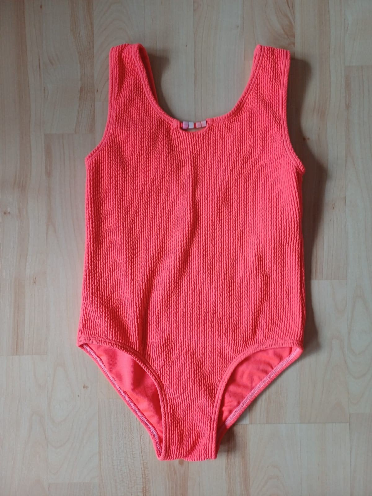 ZGAN badpak met structuur 122 128 roze rood, Meisje, Badpak, Zo goed als nieuw, Ophalen of Verzenden
