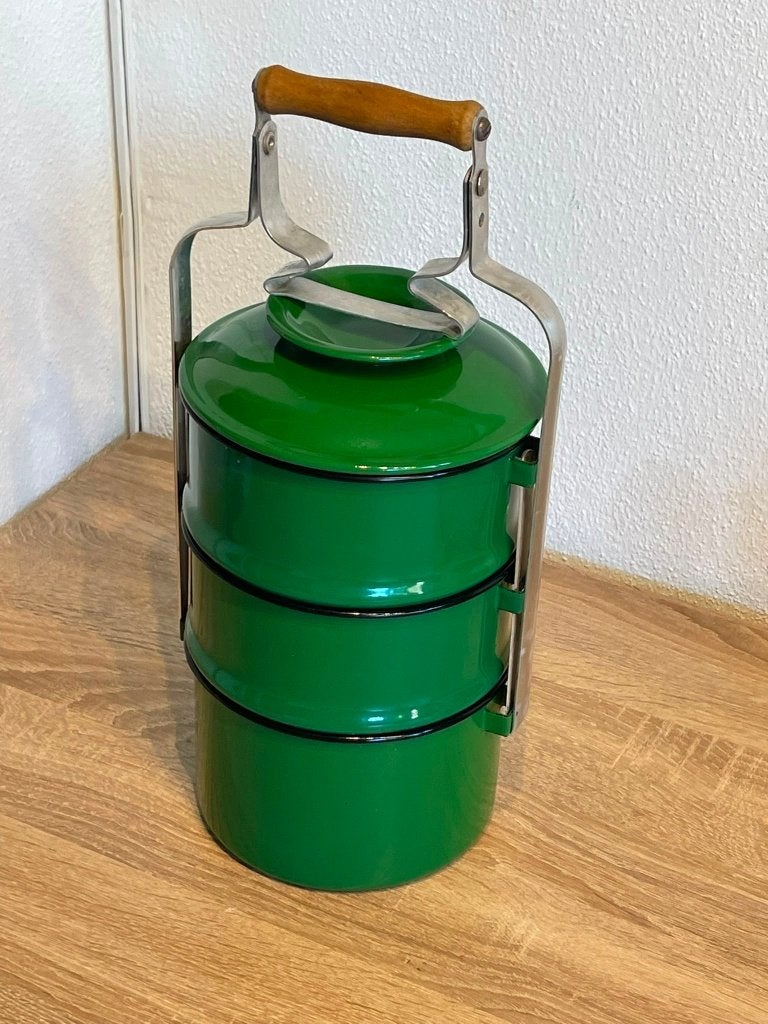 Vintage 3-Laagse Etensdrager Groen, Tafeltje-Dekje, '70, Ophalen of Verzenden