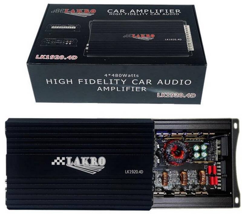 LK1920.4D - 4-kanaals - Lakro - 480watt - 2 tot 4 Ohm, Auto diversen, Niet ingevuld, Niet ingevuld, Niet ingevuld