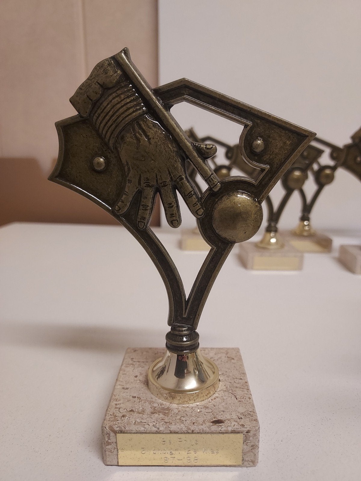 6 biljart trofeeën., Object, Ophalen of Verzenden, Metaal, 10 cm