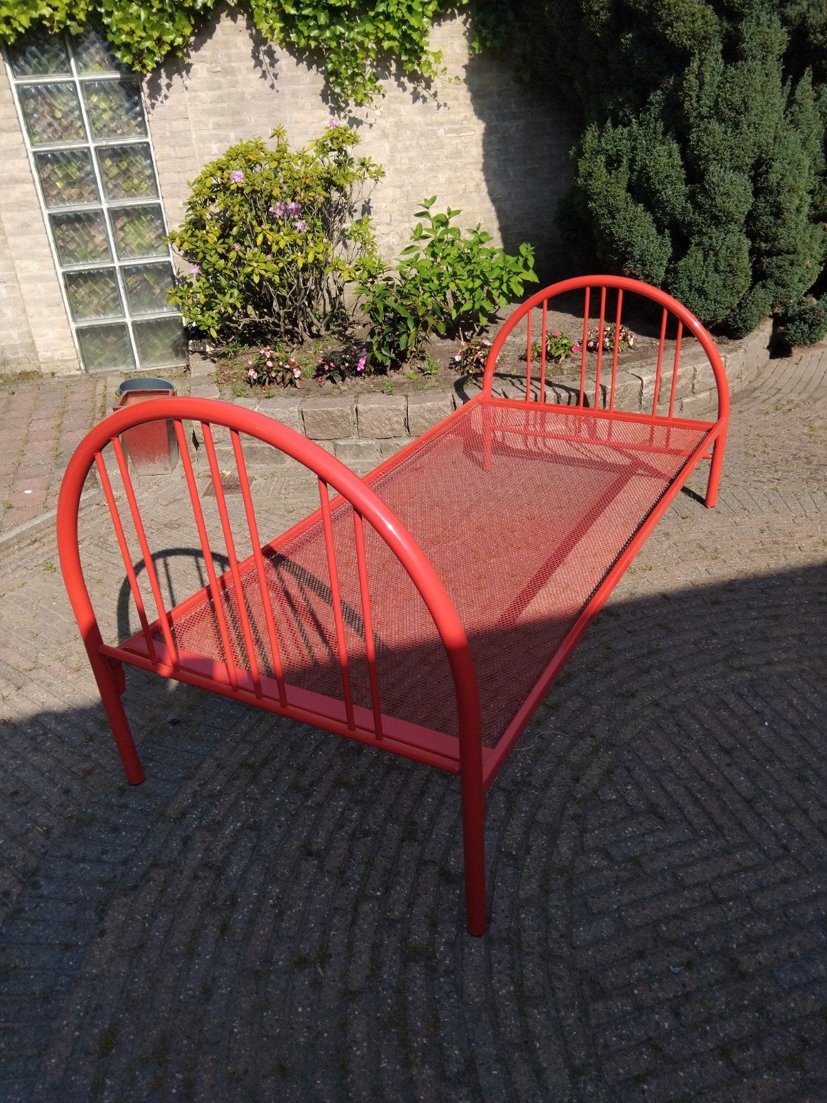 Metalen eenpersoons ledikant 200x90cm - Rood, Ophalen, Gebruikt, 90 cm, Eenpersoons