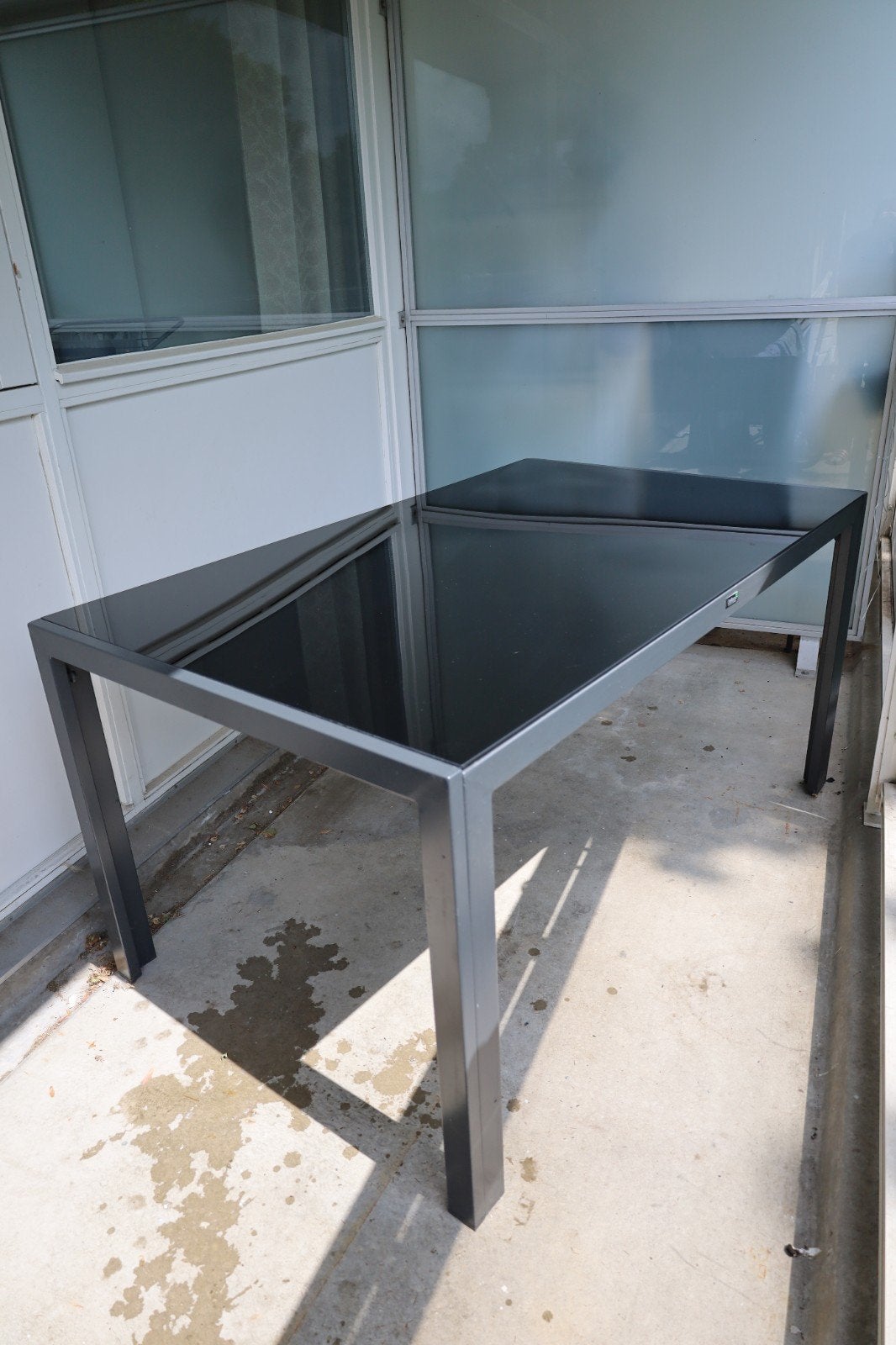 Dellorso tuintafel - steen/glas plaat, Ophalen of Verzenden, Gebruikt, Rechthoekig, Metaal