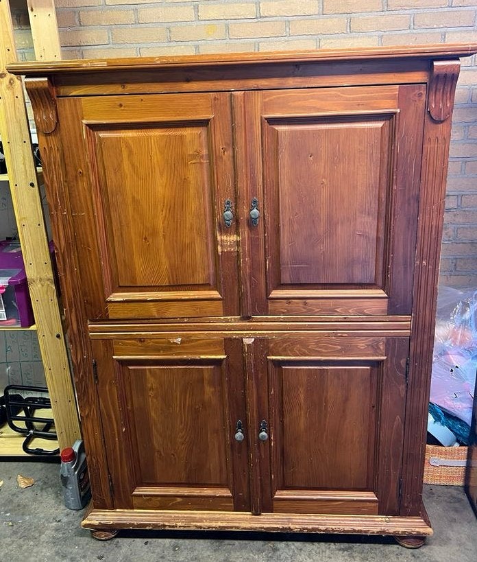 Massieve houten computer / televisie kast, Ophalen, Gebruikt, 100 tot 150 cm, 150 tot 200 cm