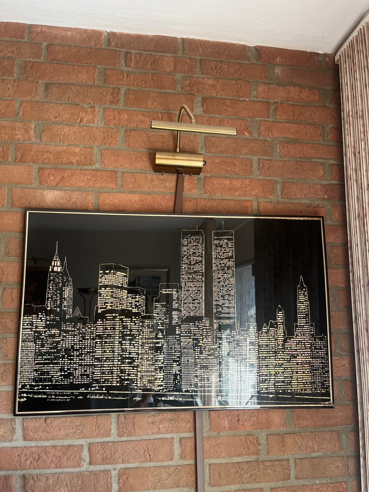 Vintage New York Skyline Kunstwerk - World Trade Center, Ophalen, 50 – 75, Gebruikt, Overige typen