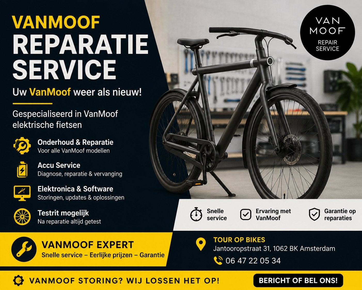 VanMoof Reparatie & Onderhoud – Tour op Bikes Amsterdam