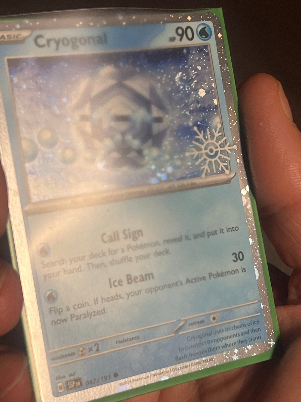 Pokémon Kaart Cryogonal Swirl - Foil, Ophalen of Verzenden, Zo goed als nieuw, Losse kaart, Foil