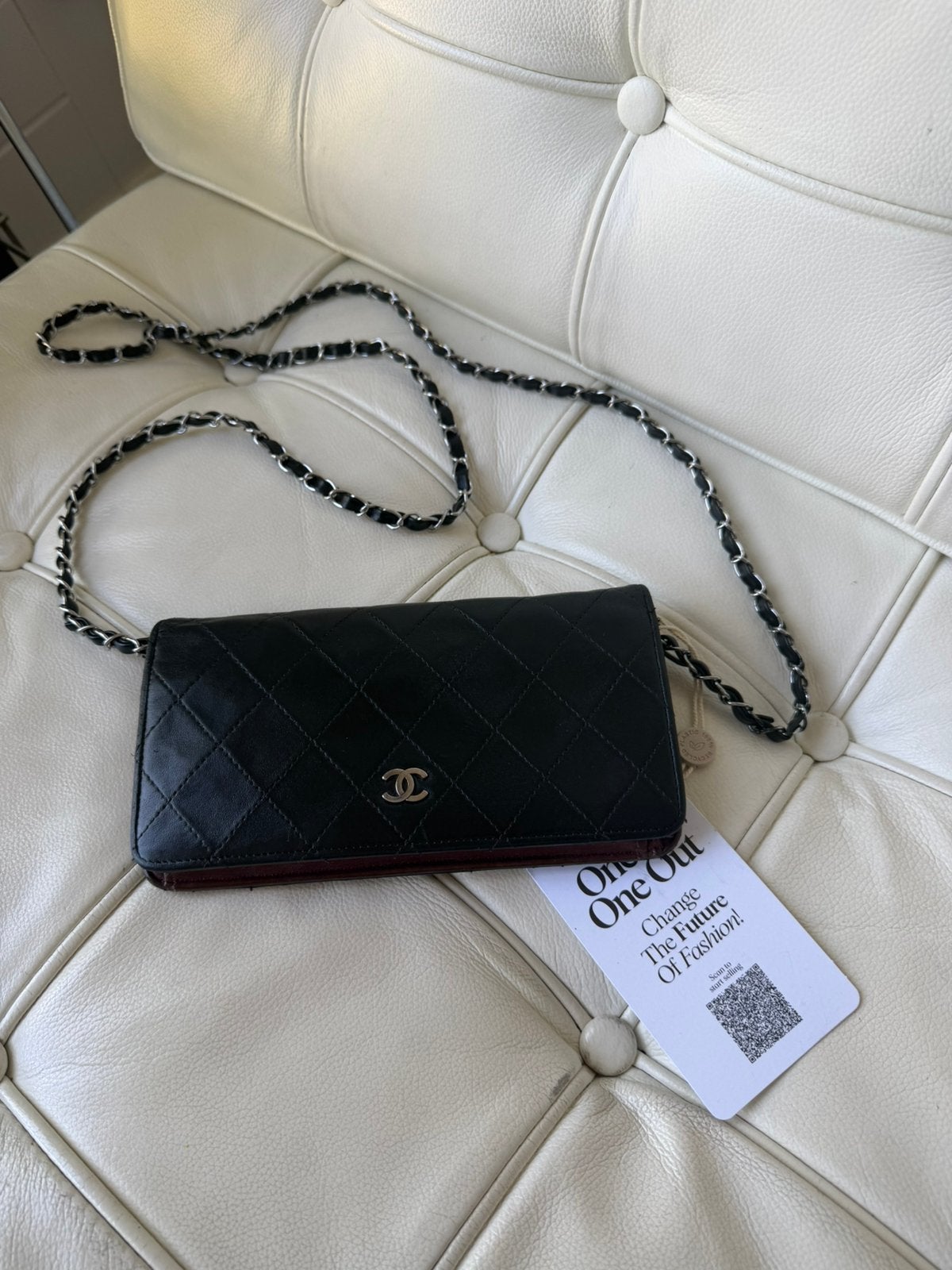 Chanel WOC Wallet on Chain Lambskin mini flap, Sieraden, Tassen en Uiterlijk, Tassen | Damestassen, Gebruikt, Zwart, Ophalen