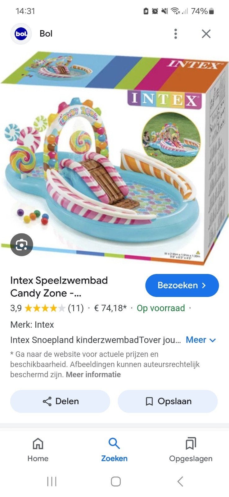Intex Speelzwembad Candy Zone - Kinderzwembad met glijbaan, Ophalen, Jongen of Meisje
