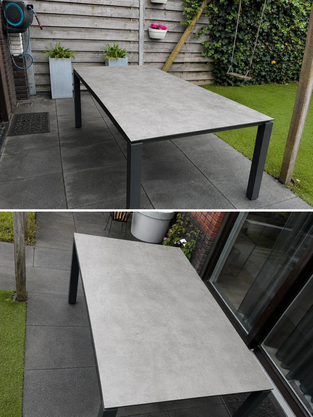 Grijze tuintafel van 4 seasons outdoor 220x95, Tuin en Terras, Tuintafels, Ophalen, Gebruikt, Rechthoekig, Metaal
