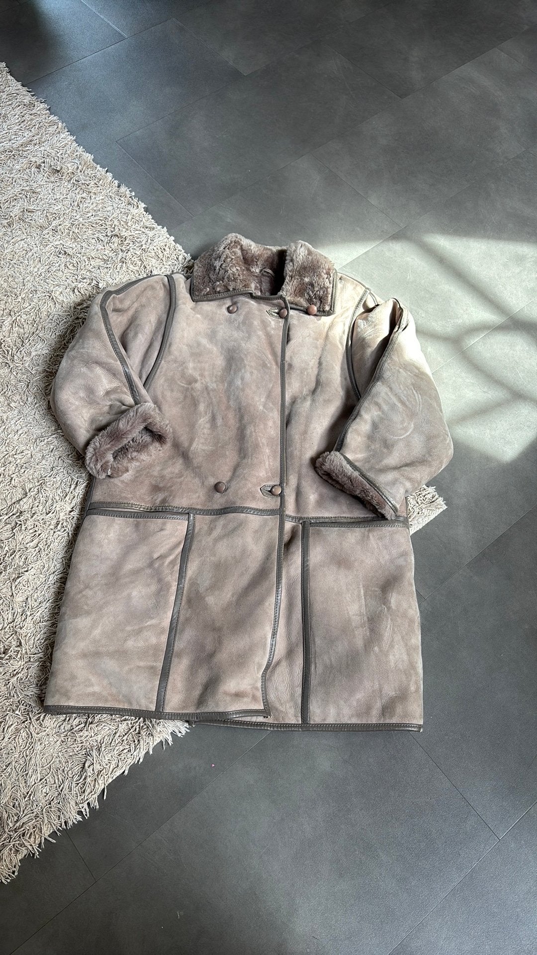 Vintage Lammy Coat Moscoat Creation – schapenvacht jas, Bruin, ., Ophalen of Verzenden, Zo goed als nieuw