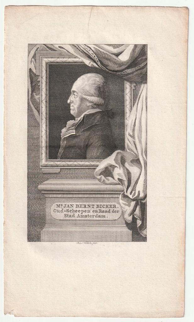 Mr. Jan Bernt Bicker Amsterdam gravure Reinier Vinkeles, Antiek en Kunst, Kunst | Etsen en Gravures, 1800 - 1899, Verzenden, Portret