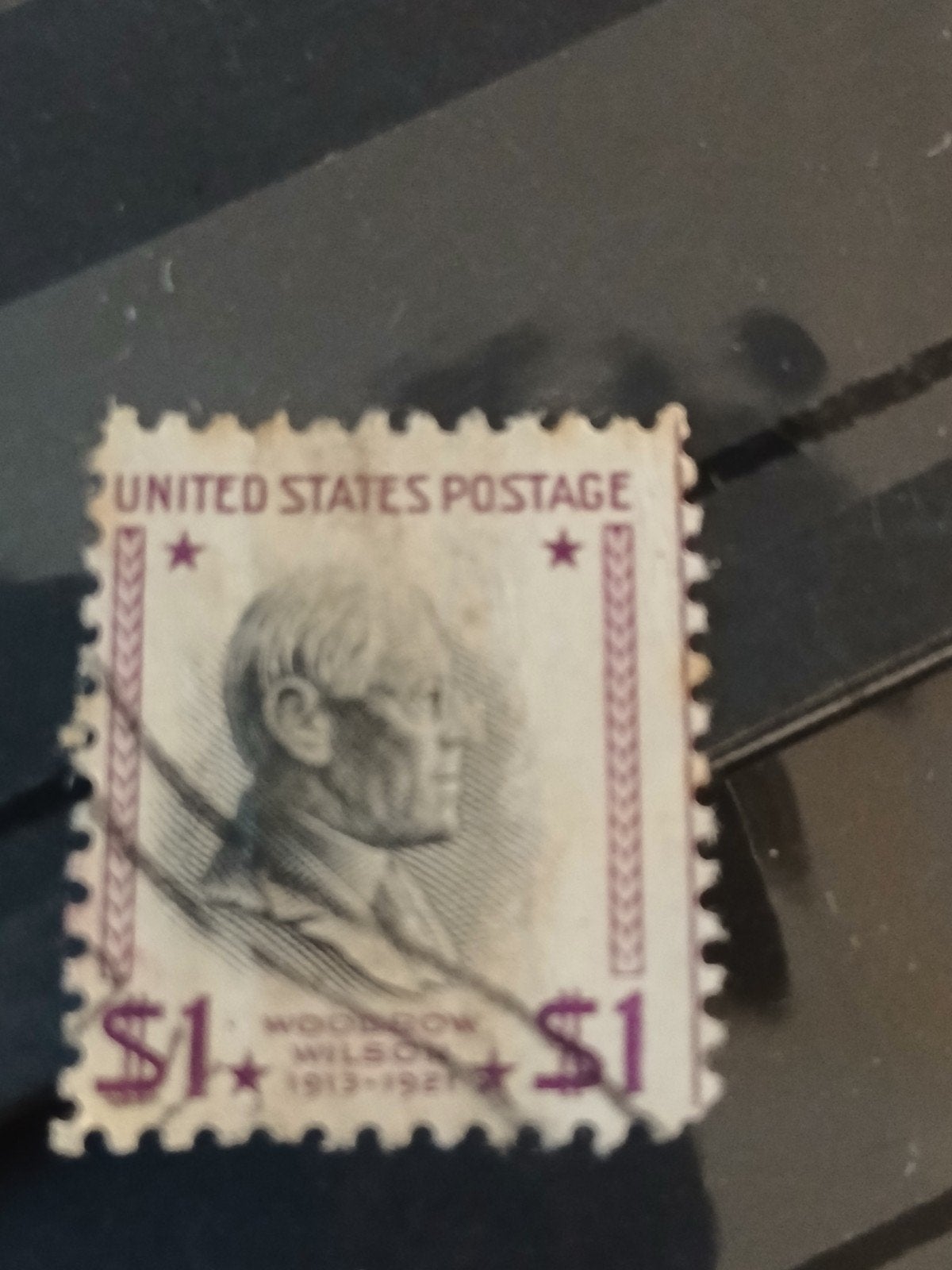 Zeldzame Amerikaanse postzegel Woodrow Wilson $1, Ophalen of Verzenden, Overige landen, Gestempeld