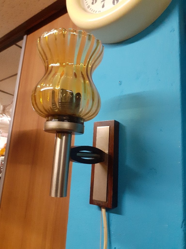 Deens design jaren 60 70 retro wandlamp hout glas, Ophalen of Verzenden, Overige typen