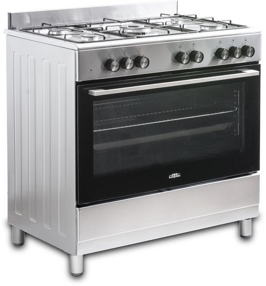 Everglades gasfornuis EVCK9011 - RVS - 90 cm, Witgoed en Apparatuur, Fornuizen, 60 cm of meer, Everglades Nederland, Energieklasse A of zuiniger