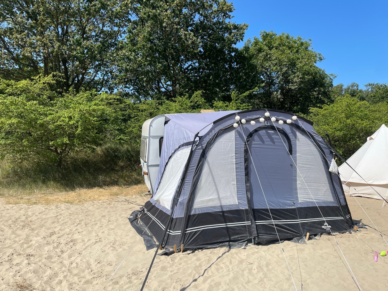 Obelink Fiesta voortent met afritsbare voor- en zijkanten, Ophalen of Verzenden, Gebruikt