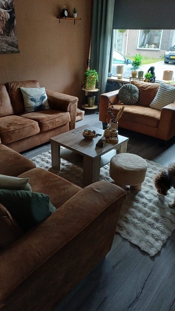 Hoekbank cognac, Huis en Inrichting, Banken | Bankstellen, Ophalen, 250 tot 300 cm, Gebruikt, Stof