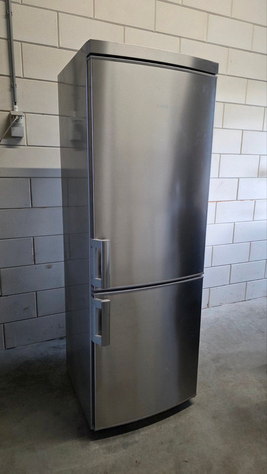 AEG Koel-vriescombinatie RVS, Ophalen, Gebruikt, 200 liter of meer, 60 cm of meer