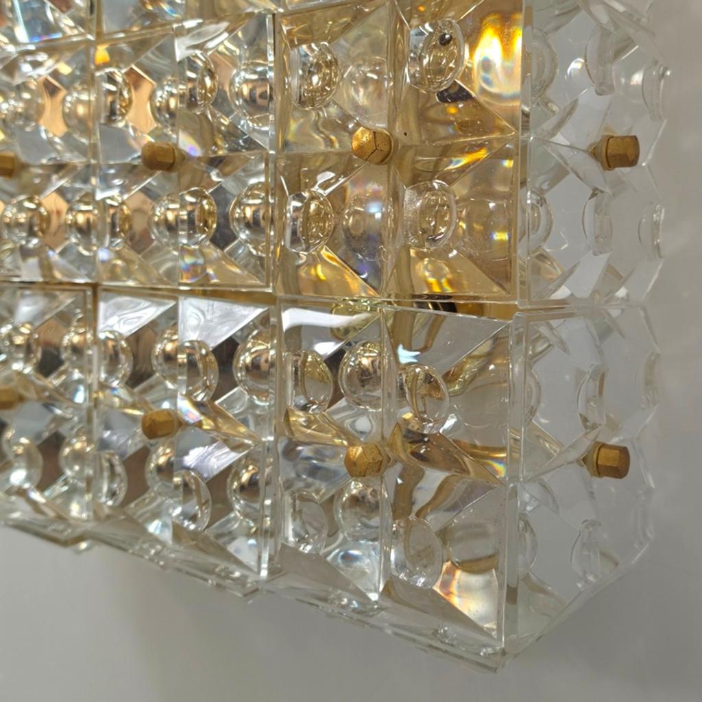 Kinkeldey XL wand/plafondlamp 70s mid century kristal goud, Ophalen of Verzenden, Glas