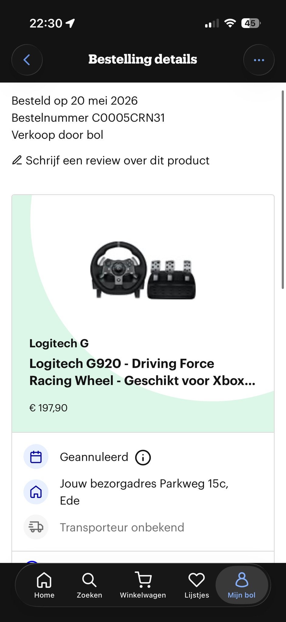 Logitech G920 Driving Force Racing Wheel - Z.g.a.n., Ophalen, 1 speler, Racen en Vliegen, Zo goed als nieuw