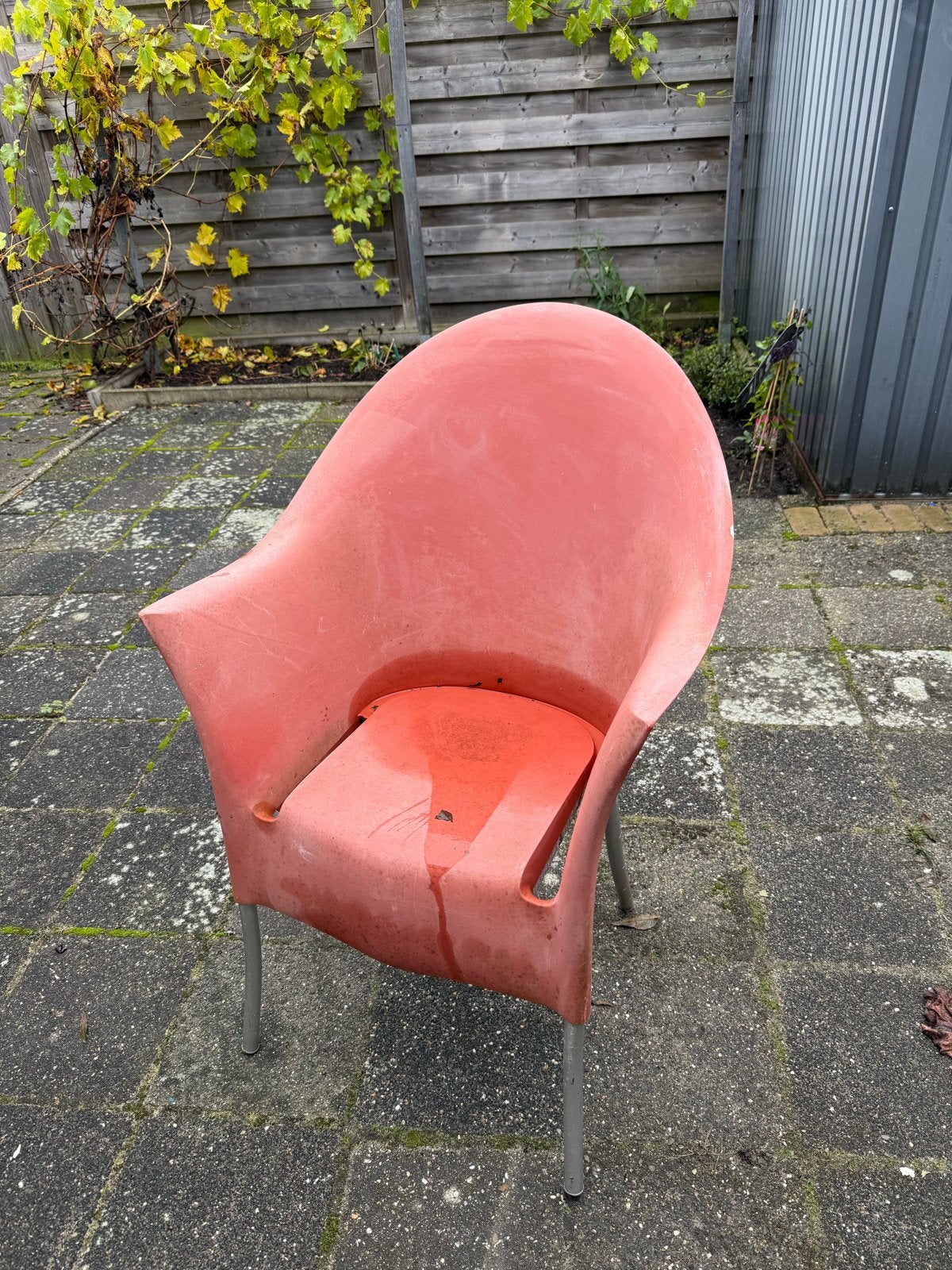 4x Vintage Oranje Tuinstoelen - Jaren '70 Design, Ophalen, Gebruikt, Kunststof