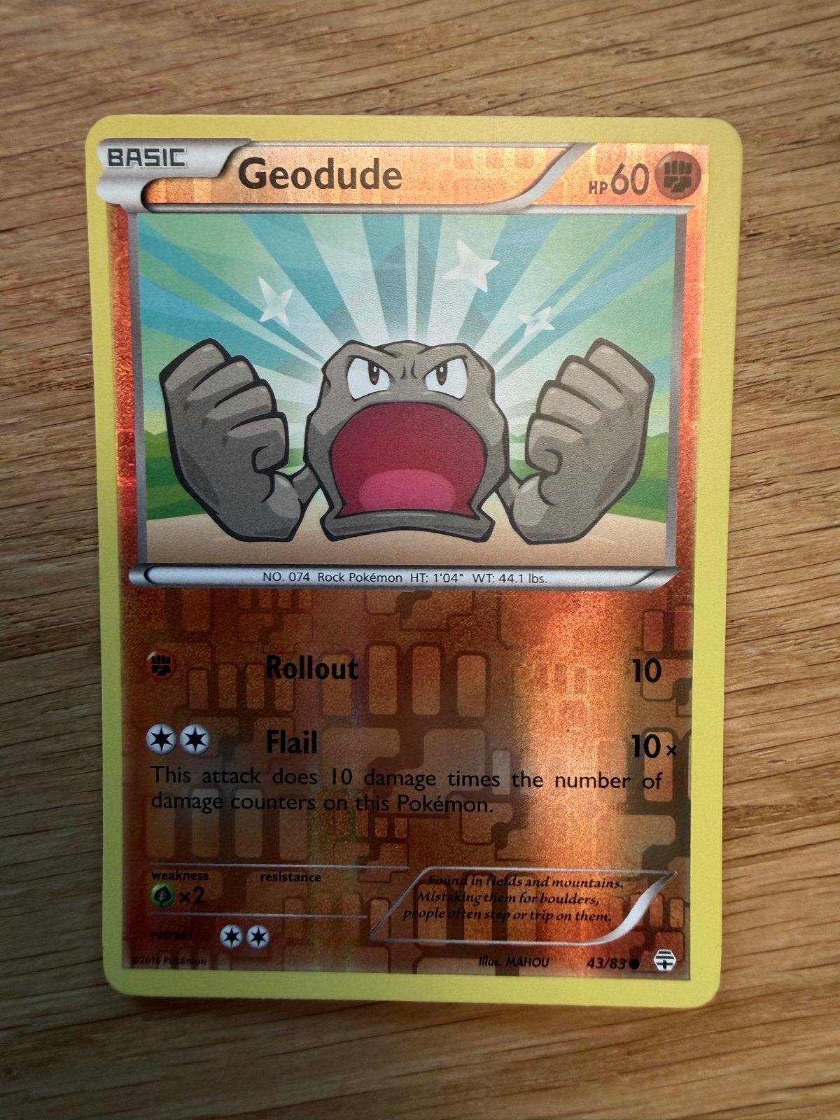 Pokemon Kaart Geodude 43/83 Foil Generations, Ophalen of Verzenden, Zo goed als nieuw, Losse kaart, Foil