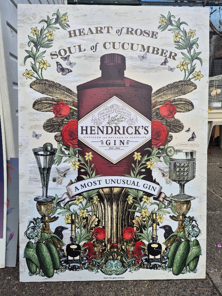 Hendrick's Gin van Heart of Rose + meer reclame borden., Ophalen of Verzenden, Zo goed als nieuw, Frankrijk, Champagne
