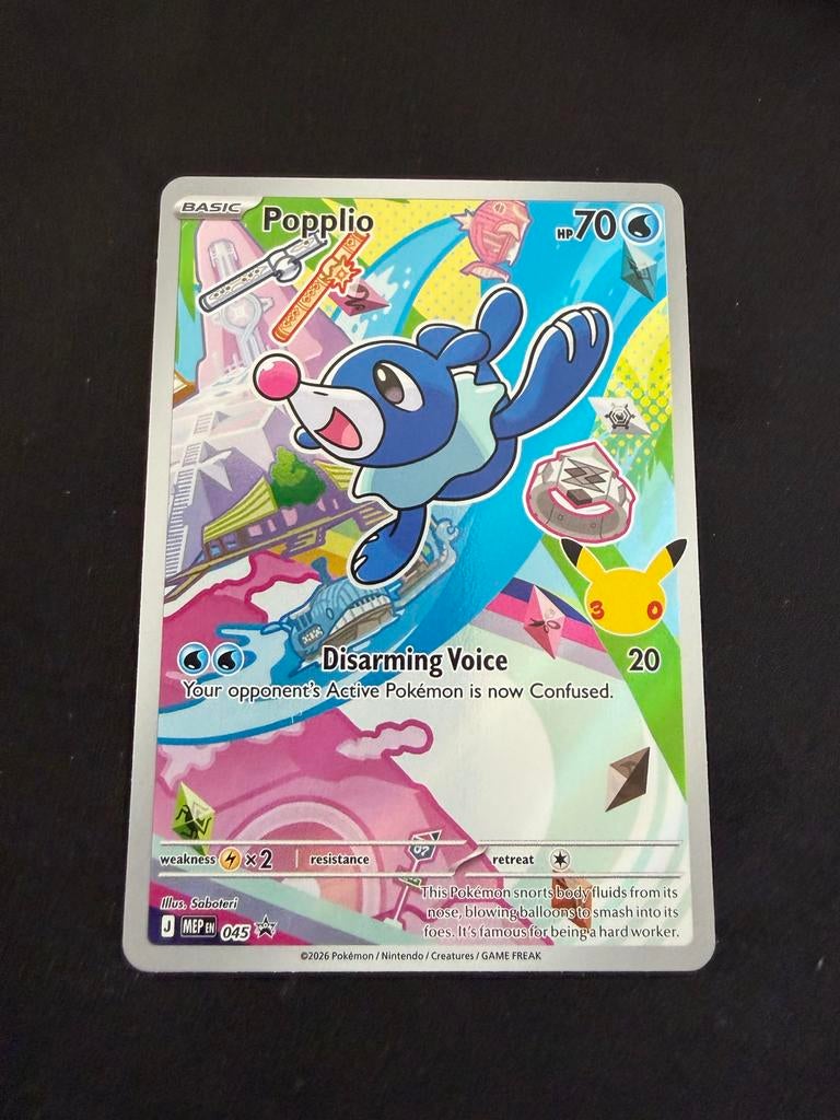 Pokémon Kaart Popplio (MEP 045) Celebrations, Ophalen of Verzenden, Zo goed als nieuw, Losse kaart
