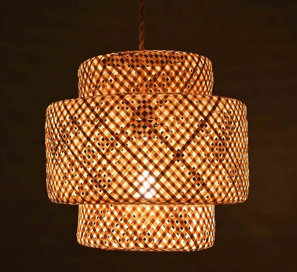 Nieuwe Bamboe Hanglamp - 50cm doorsnee, Huis en Inrichting, Ophalen of Verzenden, Nieuw, Natuurlijk materiaal