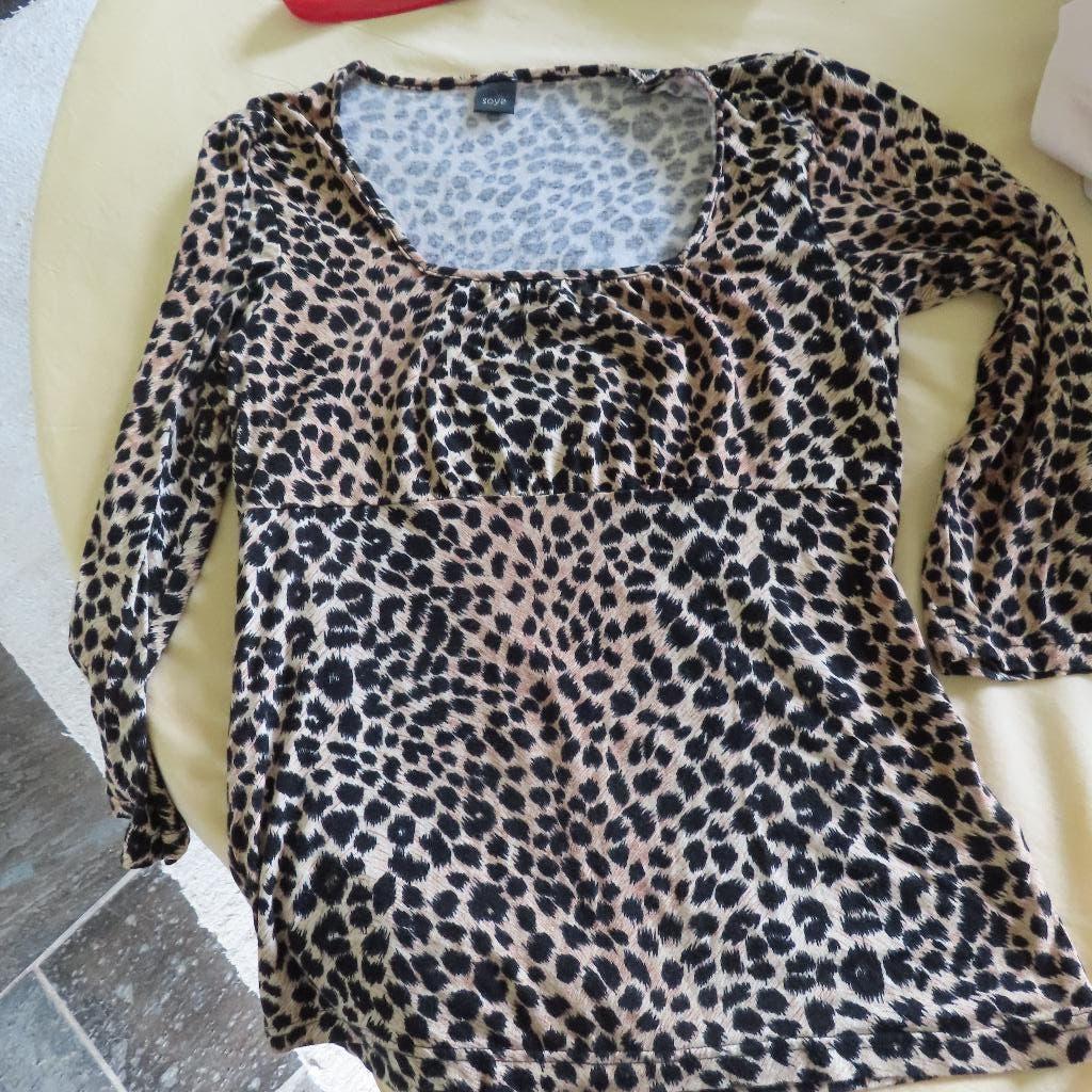 Soya Leopardprint Shirt met Lange Mouwen - Maat S/M, Kleding | Dames, T-shirts, Maat 38/40 (M), Overige kleuren, Verzenden, Zo goed als nieuw