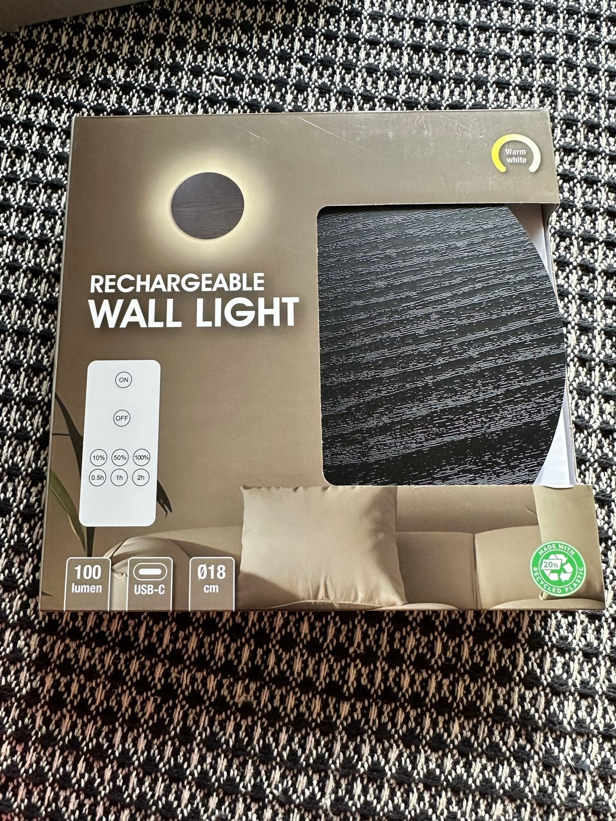 2x Oplaadbare Wandlamp Action - Warm Wit LED, USB-C, Kunststof, Zwart, Nieuw, Overige fittingen