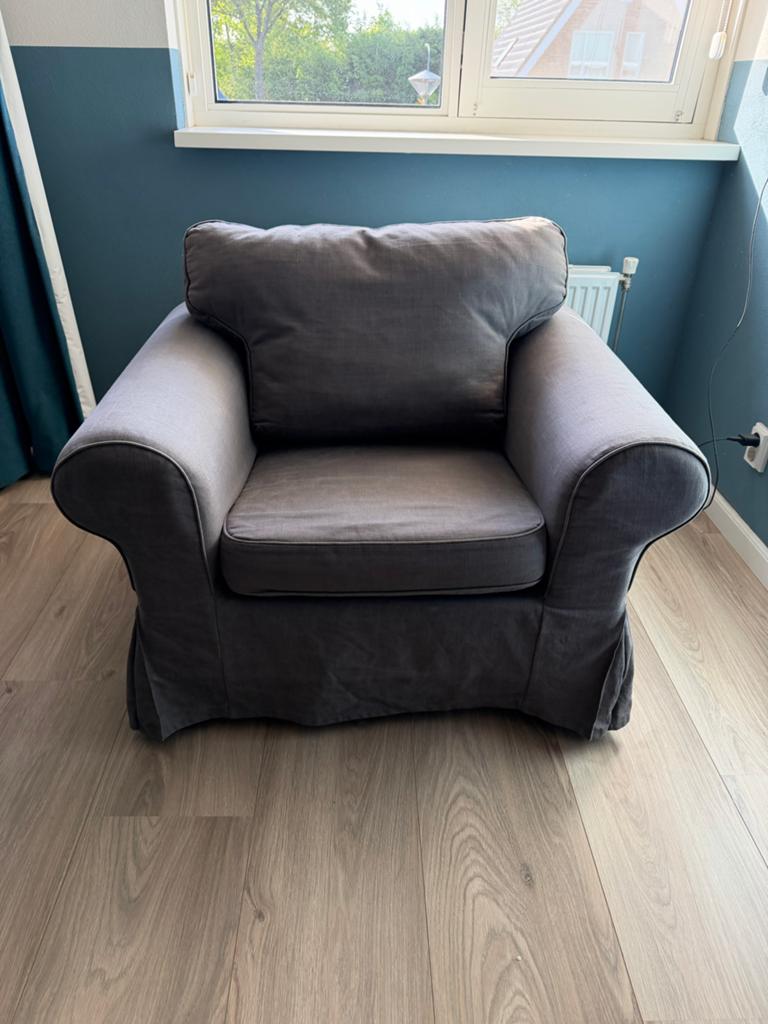 Ikea Ektorp fauteuil - Grijs, Ophalen of Verzenden, Gebruikt, Stof, 75 tot 100 cm